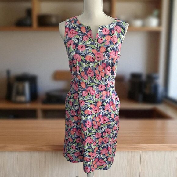 TALBOTS Spring Floral V Neck Dress Size 4 - Picture 1 of 9